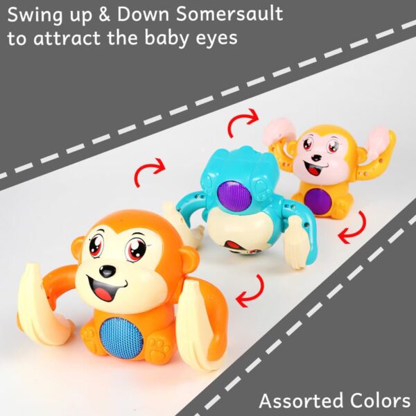 Buy Wembley Dancing Monkey Musical Toy for Kids Baby Spinning Rolling Doll Tumble Toy with Voice Control Musical Light and Sound Effects with Sensor - ISI Mark - Multicolor Online at Low Prices in India - Amazon.in - Image 4