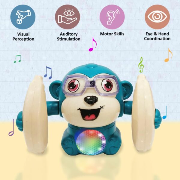 Buy Wembley Dancing Monkey Musical Toy for Kids Baby Spinning Rolling Doll Tumble Toy with Voice Control Musical Light and Sound Effects with Sensor - ISI Mark - Multicolor Online at Low Prices in India - Amazon.in - Image 10