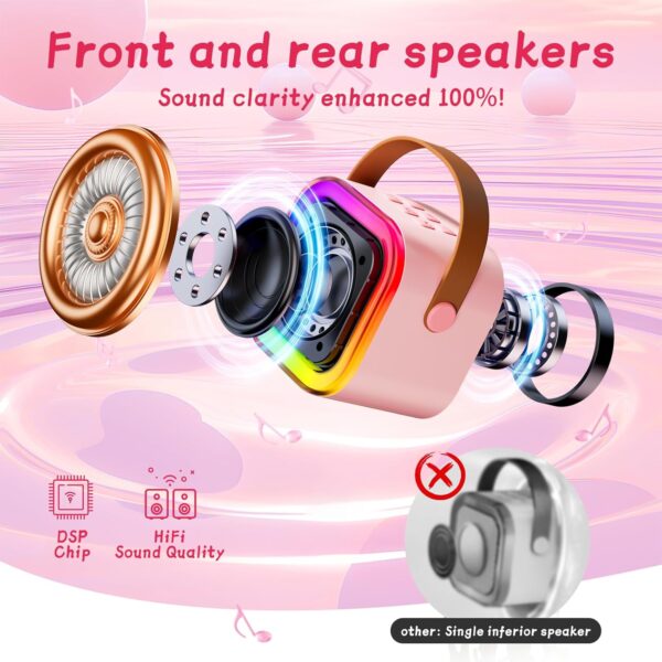 Mini Karaoke Machine for Kids (with 1.5K+ Stories) Christmas Birthday Gifts Ideas for Girls Toy Ages 3-12+, Portable Bluetooth Speaker, Story Player for Education, Play & Bedtime, Pink - Image 5