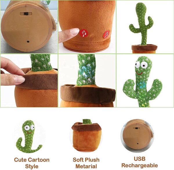 Toy Imagine Cactus Toy for Babies Dancing,Talking, Speaking, Recording | Repeat What You Say | Singing Electronic Pet for Toddlers | Swing and Sing Toy-Charger Cactus Toy Plant.. (Age 1-10 Years).  Amazon.in Toys & Games - Image 9